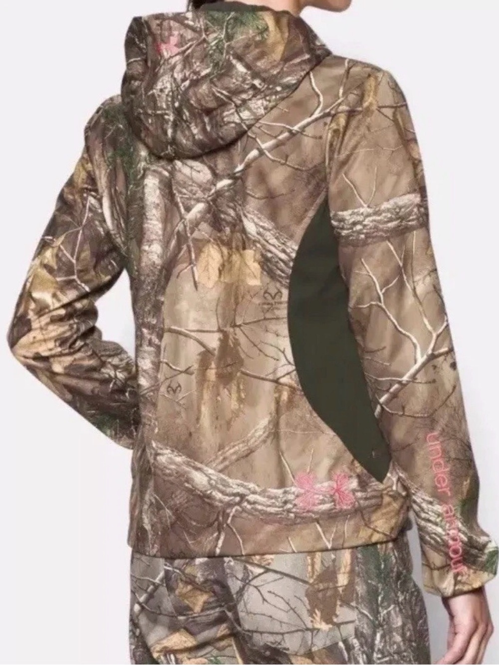 Under Armour RealTree Women’s Camo Hooded Utility Jacket hunting XL EUC